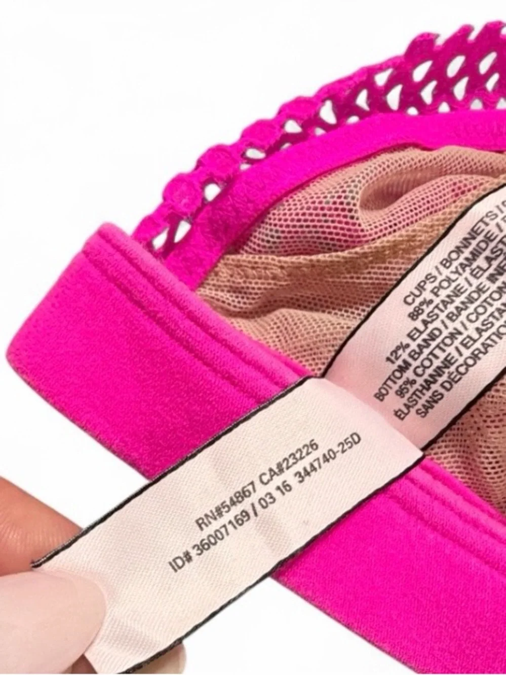 Victoria’s Secret Hot Pink Lace Strappy Bralette -Size L -Barbiecore Neon Y2K